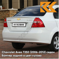 Бампер задний в цвет кузова Chevrolet Aveo T250 (2006-2012) седан 11U - Casablanca White - Белый